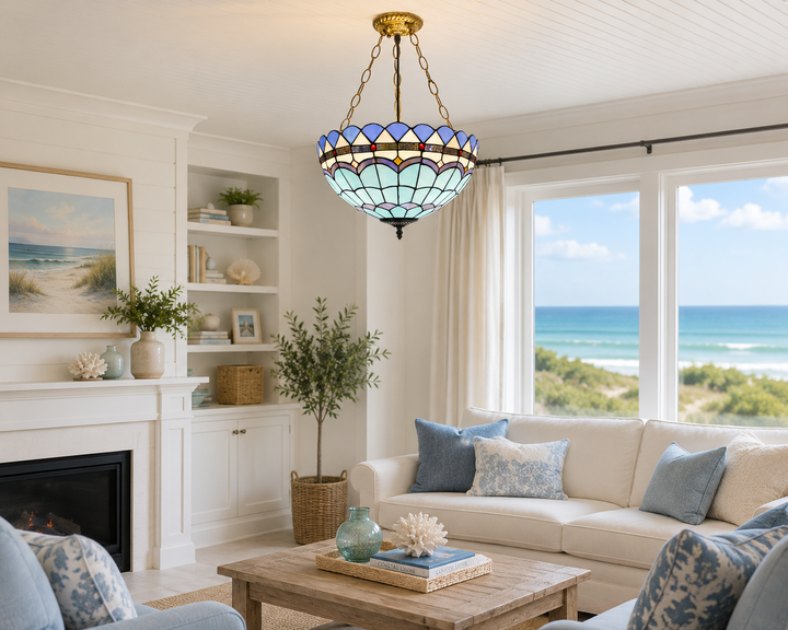 Azure Bloom Tiffany Chandelier