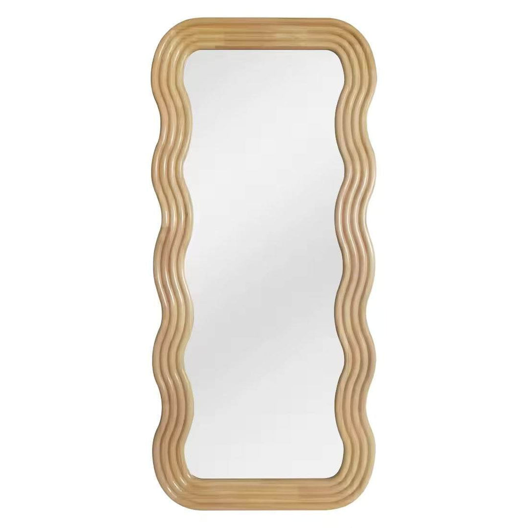 Ripple Wavy Rattan Full-Length Mirror