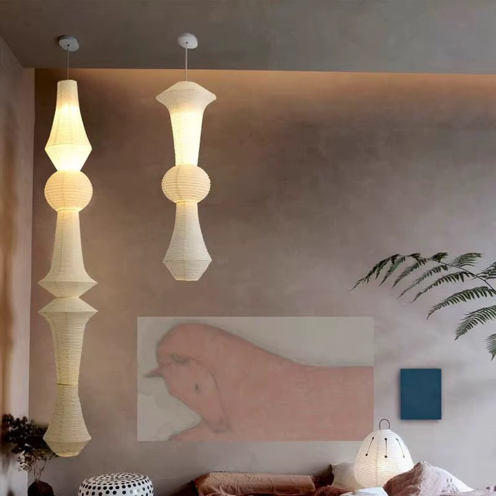 Sculptural Warm White Paper Pendant Light
