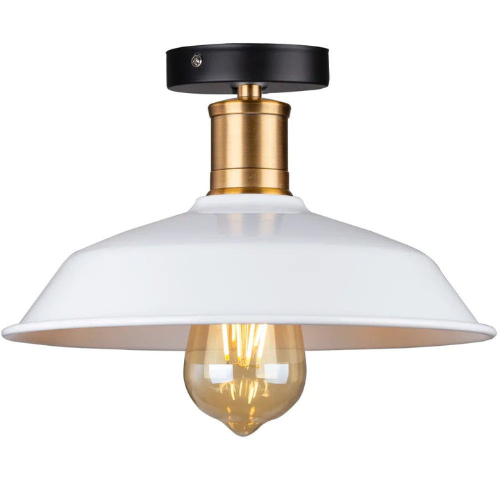 Modern Ceiling Light with White Shade and Gold Accents