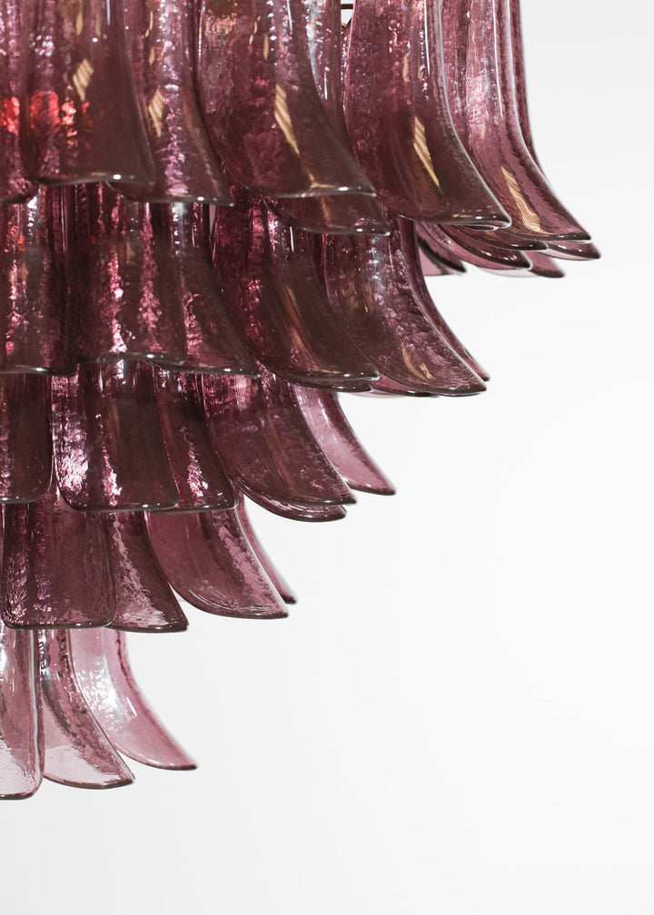 Burgundy Glass Cascade Chandelier with Layered Shades