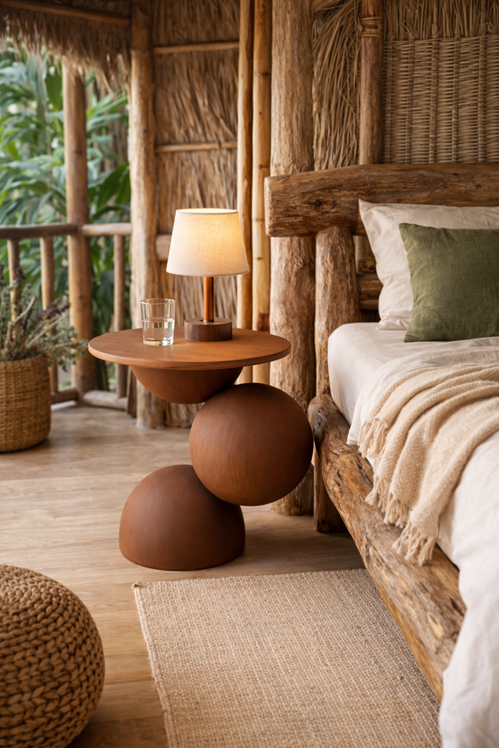 Wooden Sculptural Side Table