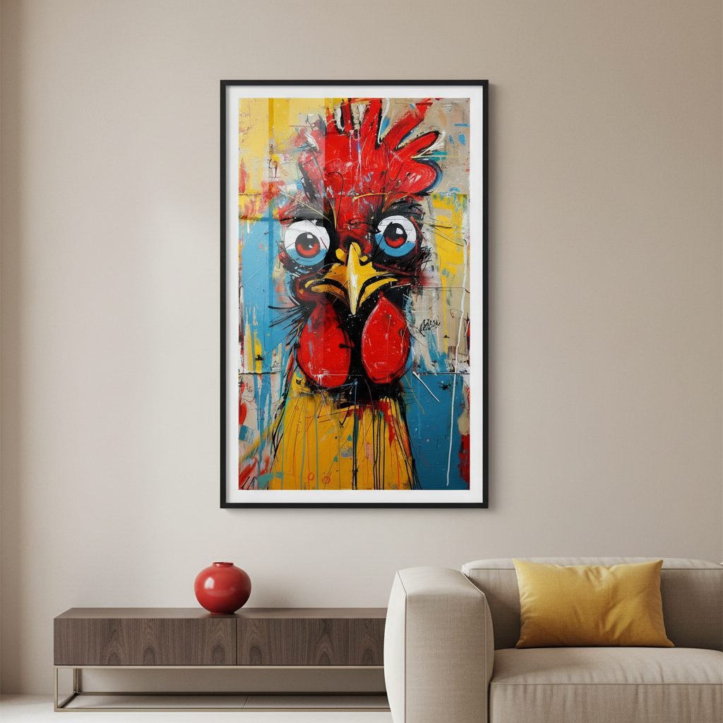 Colorful Pop Art Rooster Canvas