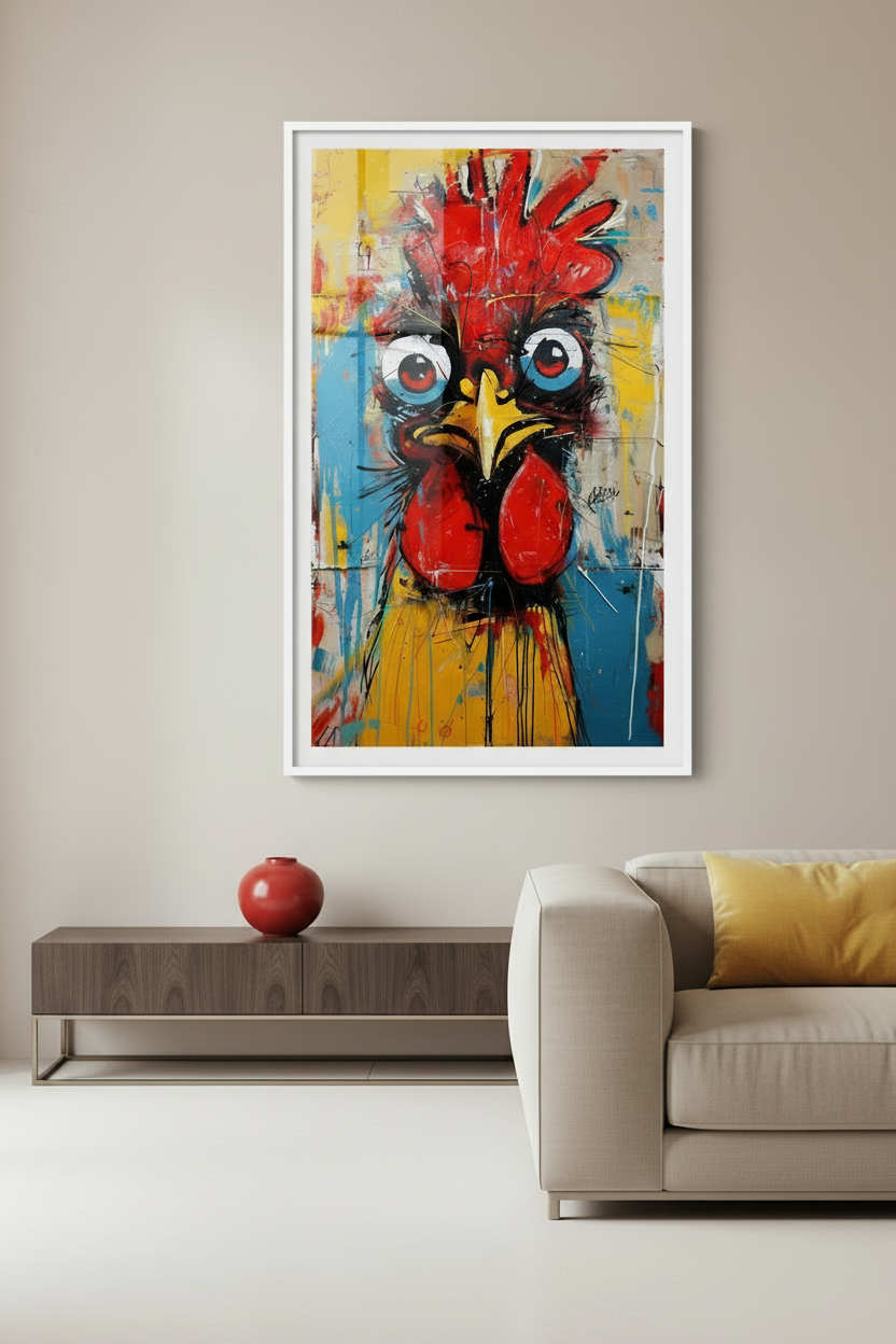 Colorful Pop Art Rooster Canvas