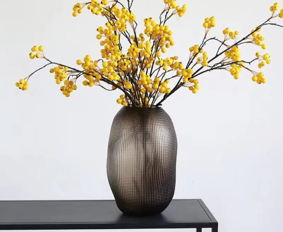 Textured Smoky Glass Vase set of 2