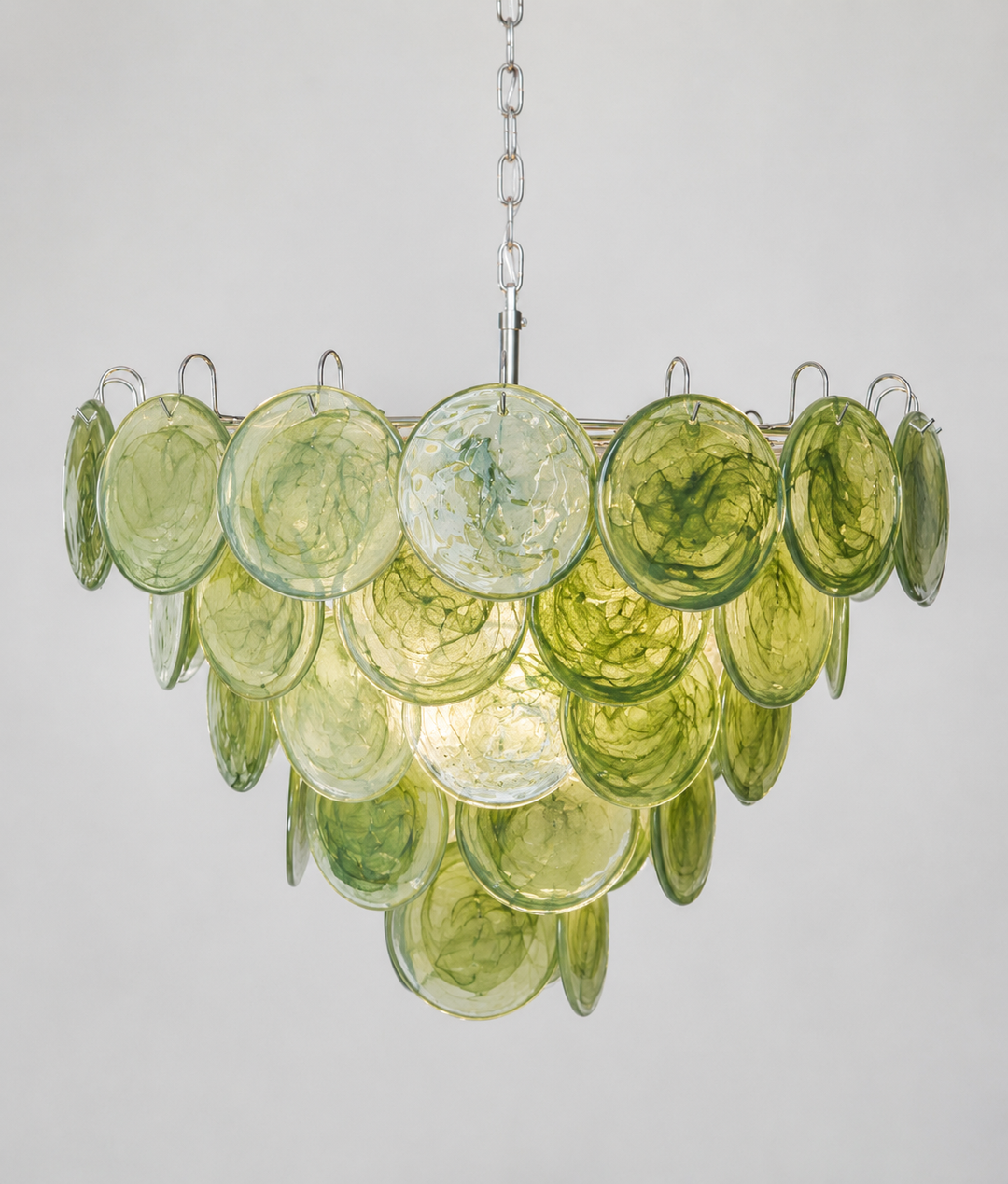 Green Glass Disc Chandelier