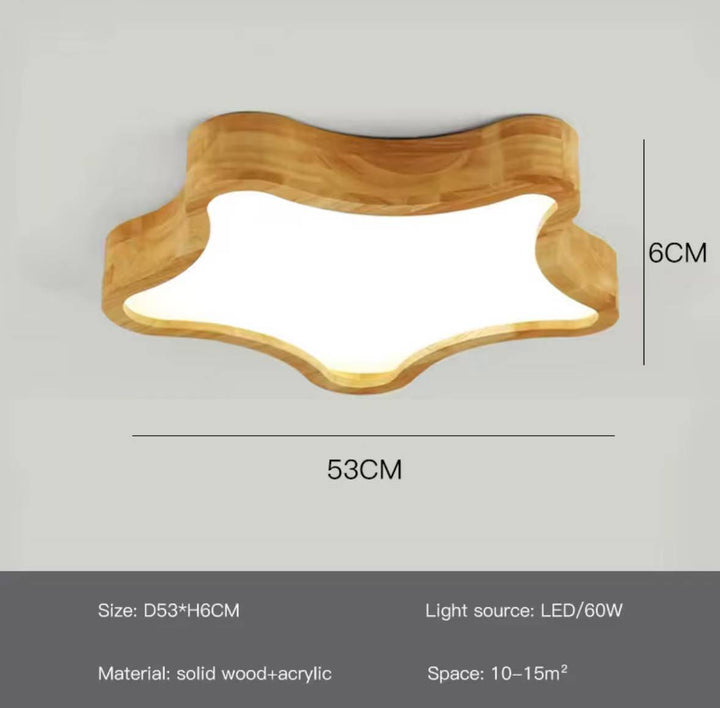Modern Wooden Star Ceiling Light