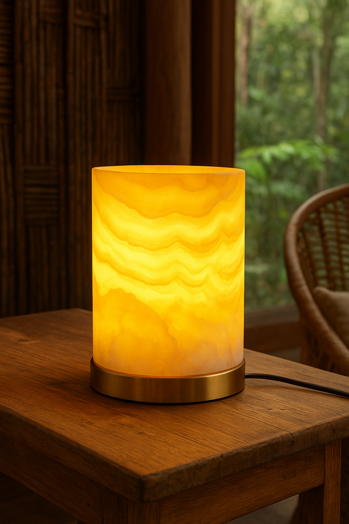 Amber Glow Alabaster Marble Table Lamp