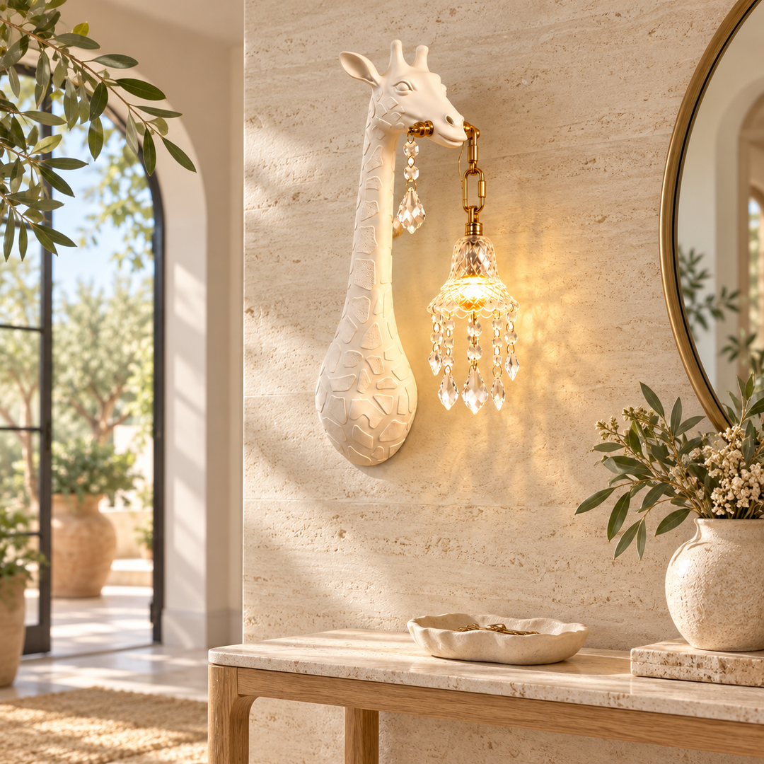 Giraffe Wall Sconce with Crystal Pendant