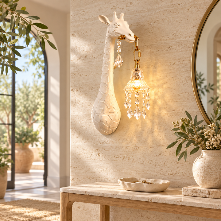 Giraffe Wall Sconce with Crystal Pendant