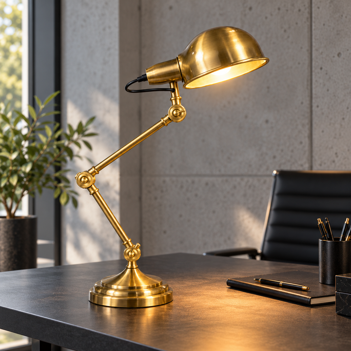 Adjustable Brass Task Table Lamp