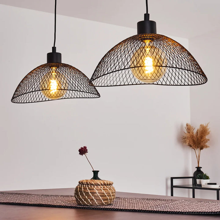 Industrial Wire Mesh Pendant Light Set