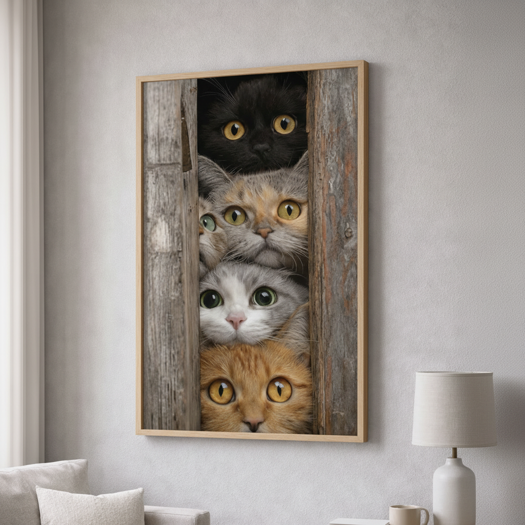 Curious Cats Portrait Canvas