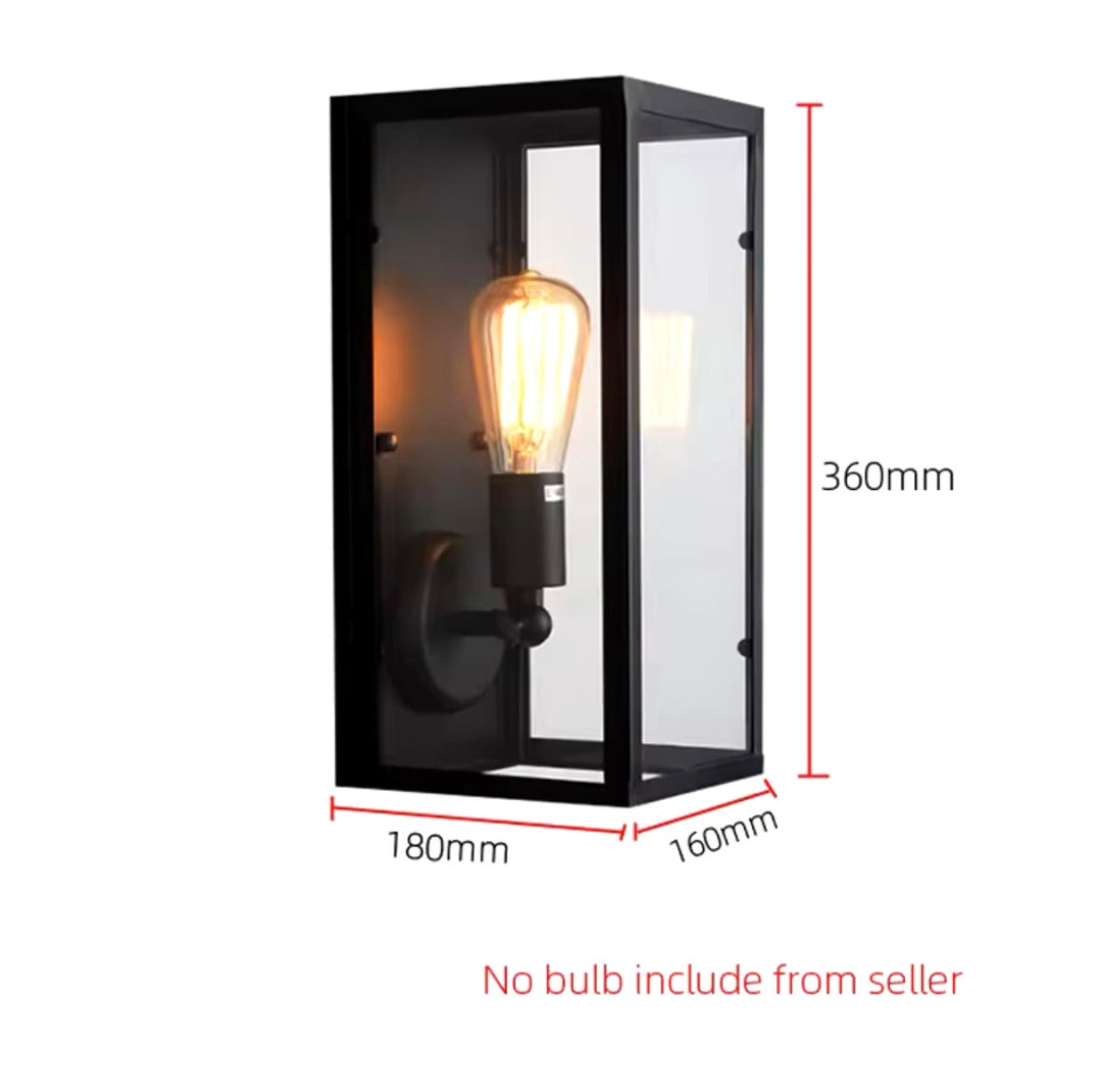 Black Industrial Wall Lantern with Glass Enclosure