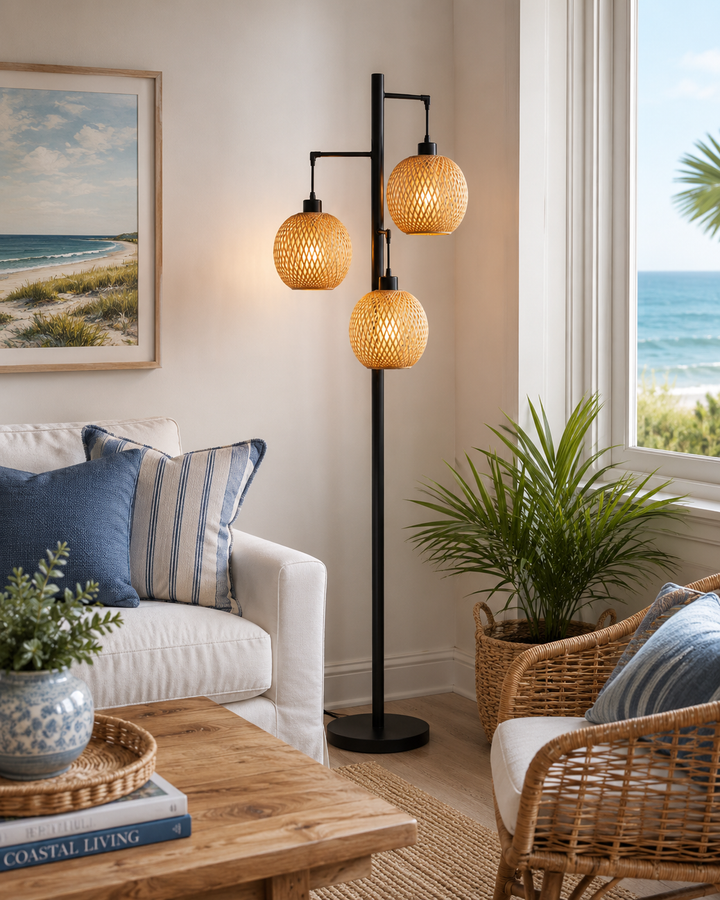 Rattan Globe Floor Lamp