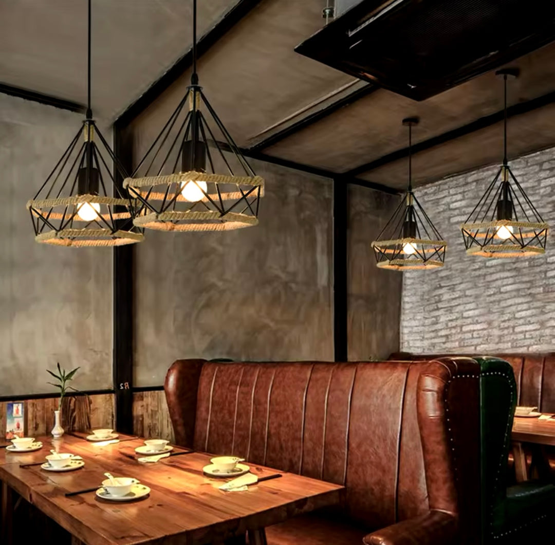 Modern Industrial Triple Pendant Light with Geometric Design