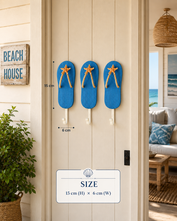 Beach Flip-Flop Wall Hooks set of 3