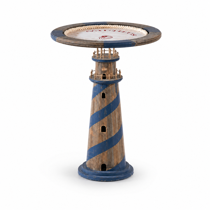 Lighthouse-Inspired Rustic Accent Side Table