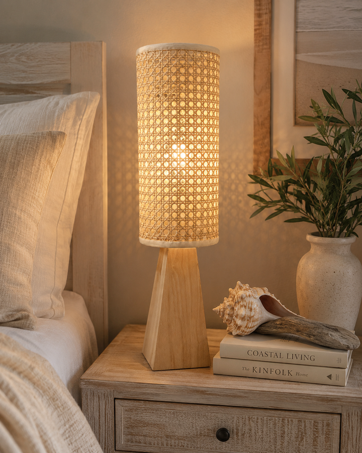 Rattan Column Table Lamp