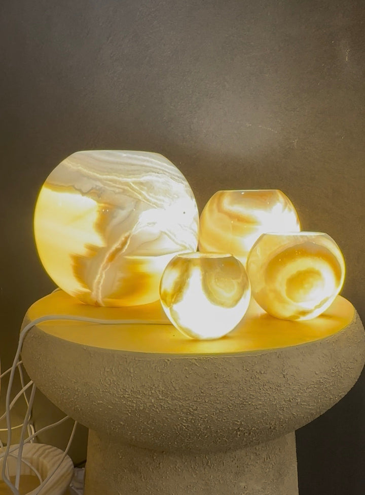 Alabaster Glow Sphere Table Lamps