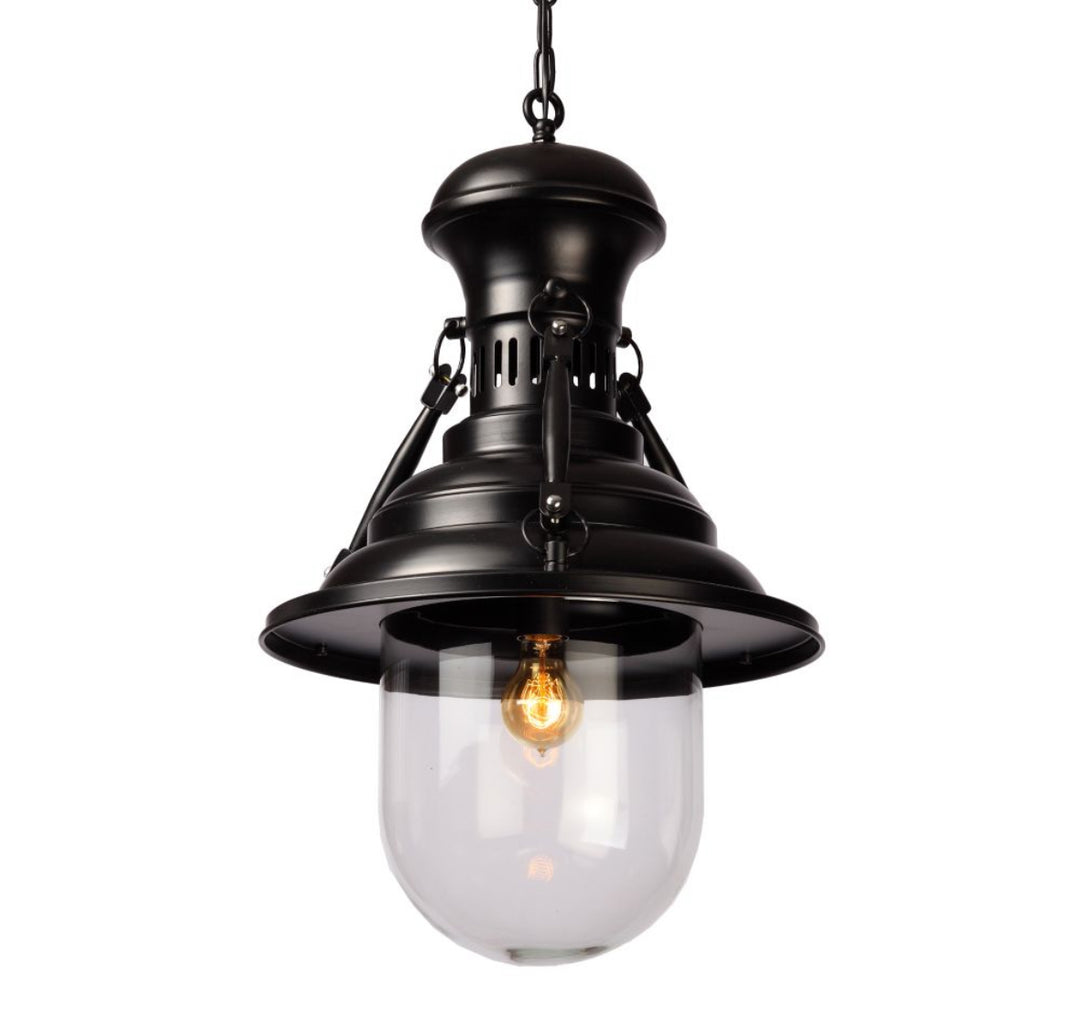 Vintage Industrial Pendant Light with Glass Shade