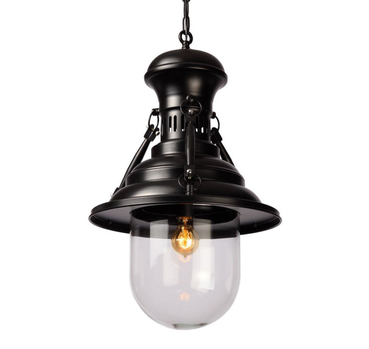 Vintage Industrial Pendant Light with Glass Shade