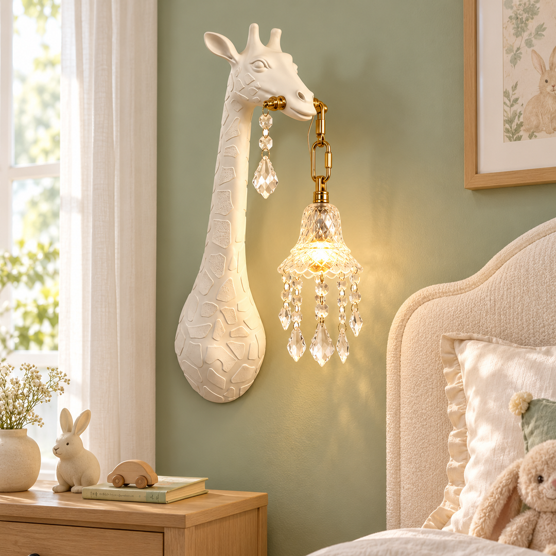 Giraffe Wall Sconce with Crystal Pendant