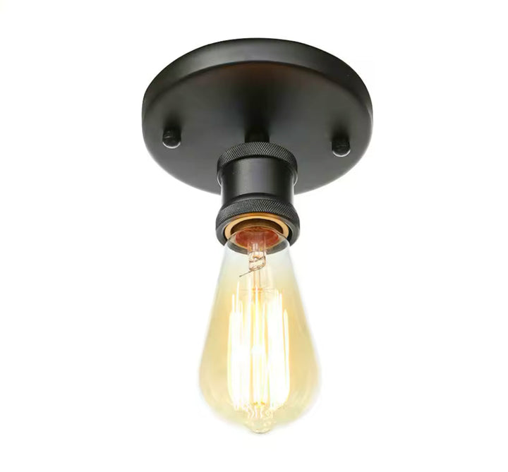 Industrial Flush Mount Ceiling Light with Exposed Bulb