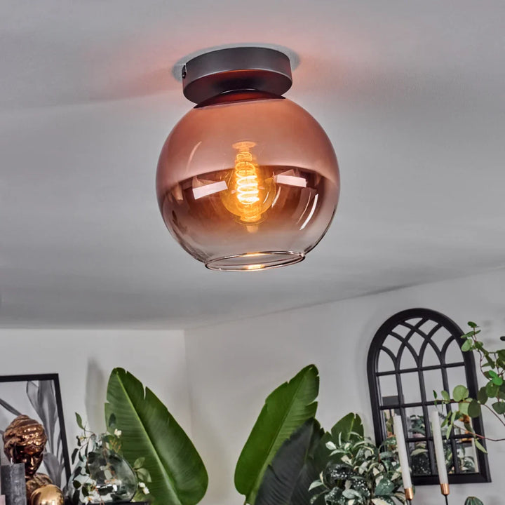 Modern Rose Gold Glass Globe Ceiling Light