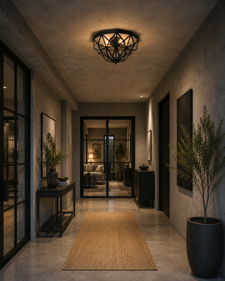 Geometric Black Flush Mount Ceiling Light