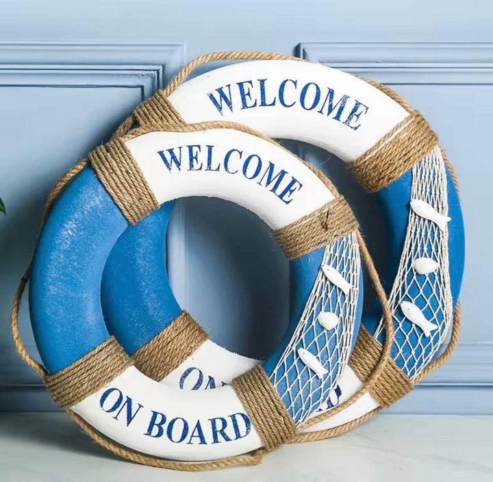Sky blue life ring decor in multiple sizes for nautical styling