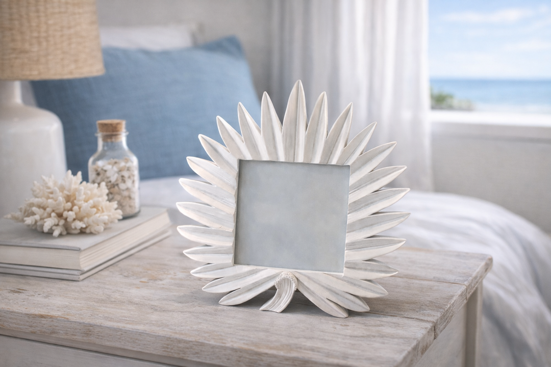 White Leaf Design Decorative Photo Frame