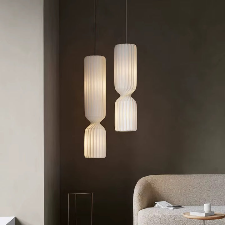 Modern Sculptural Pendant Light Set - Twisted White Design