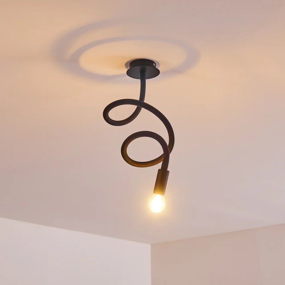 Modern Black Spiral Ceiling Light