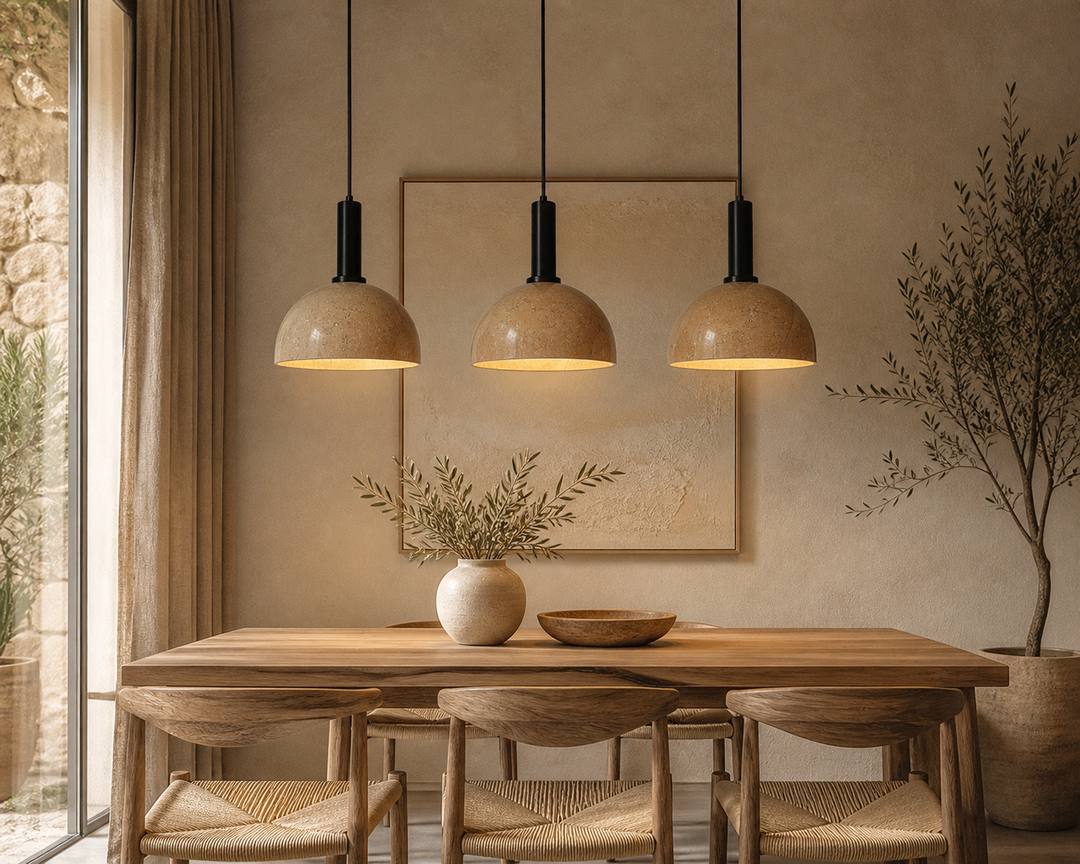 Travertine Dome Pendant Light