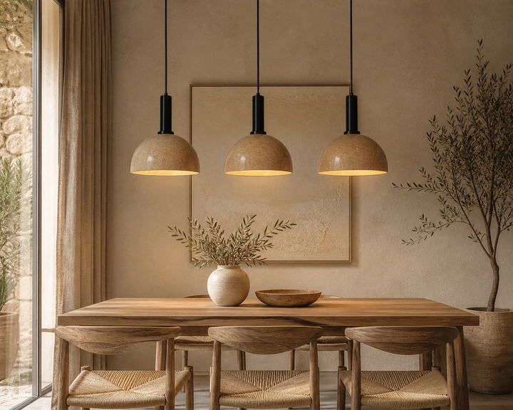 Travertine Dome Pendant Light
