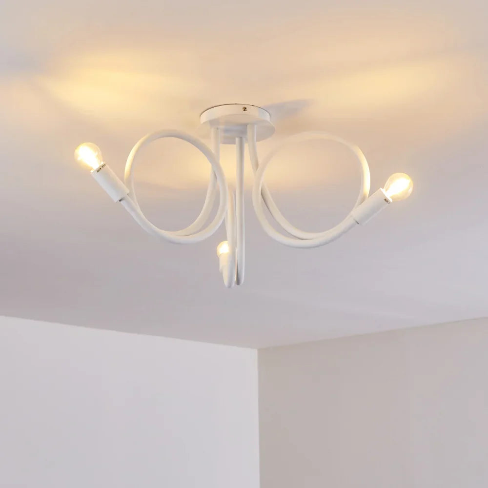 Modern White Spiral Ceiling Light