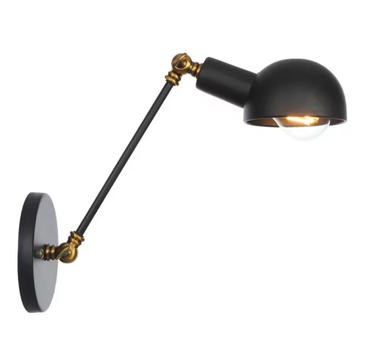 Black Wall Sconce with Brass Accents