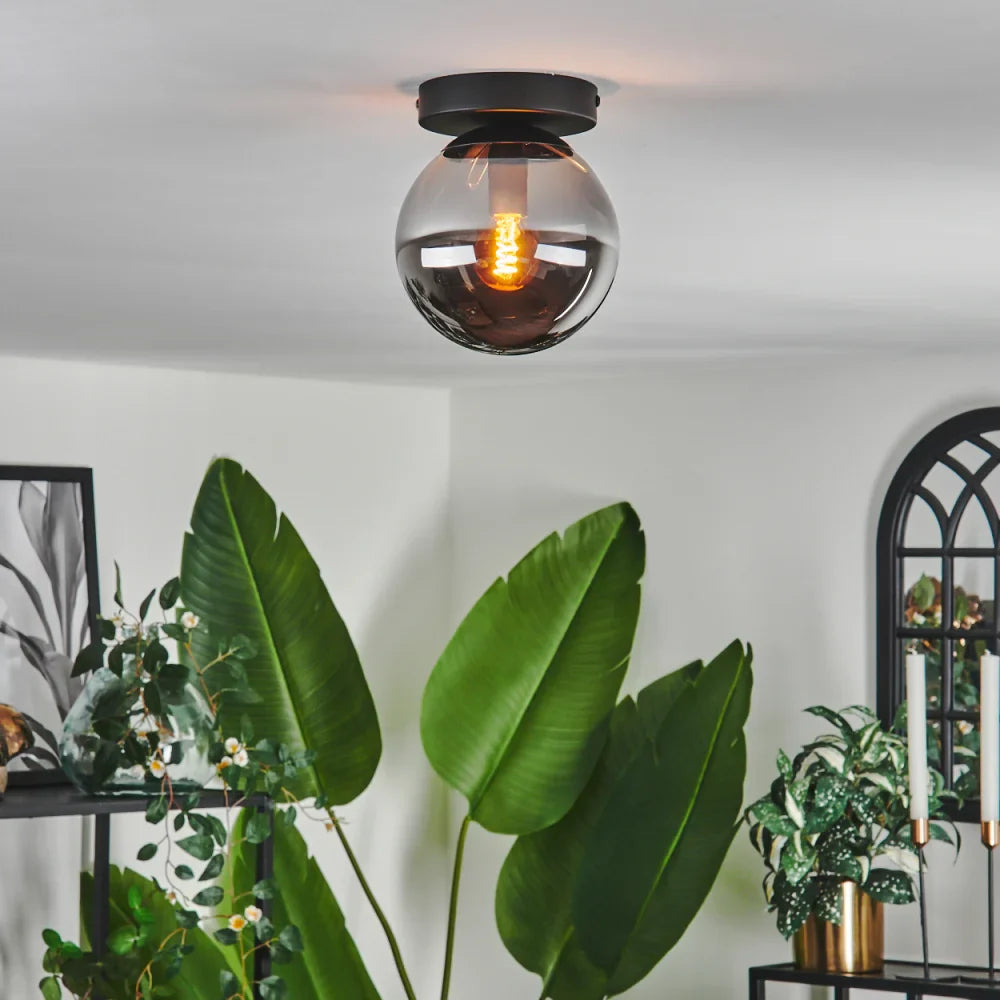 Modern Smoked Glass Globe Ceiling Light