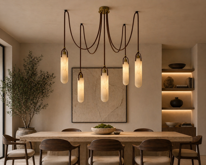 Terra Alba - Modern Artificial Marble Tube Chandelier
