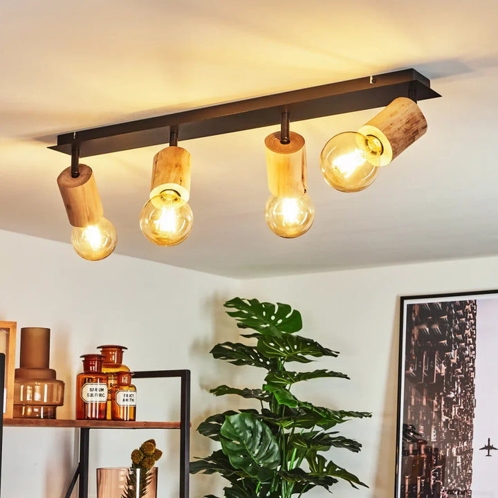 Rustic Wooden Track Ceiling Light