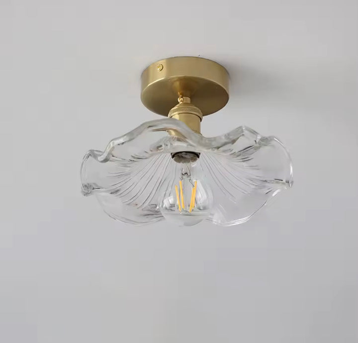 Artisan Ripple Glass Pendant Light with Brass Finish