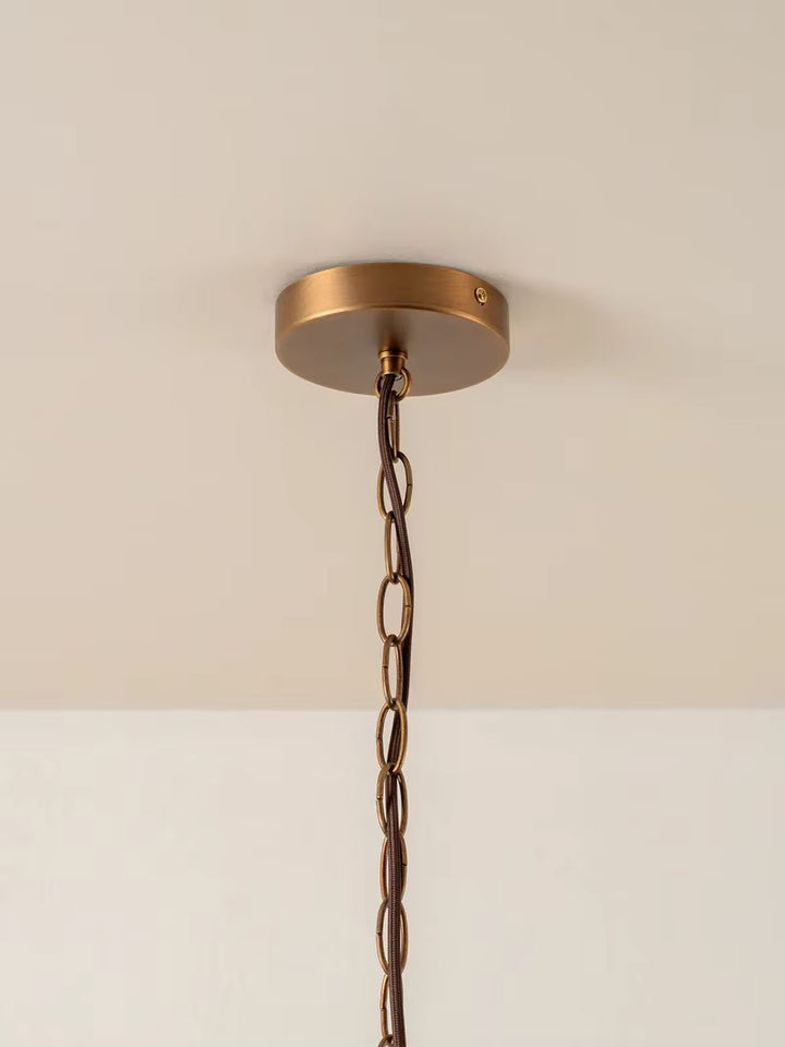 Ivory Petal Glass Chandelier with Bronze Chain