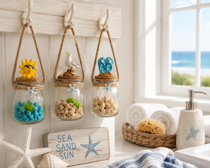 Coastal Decorative Glass Jar Set of 3