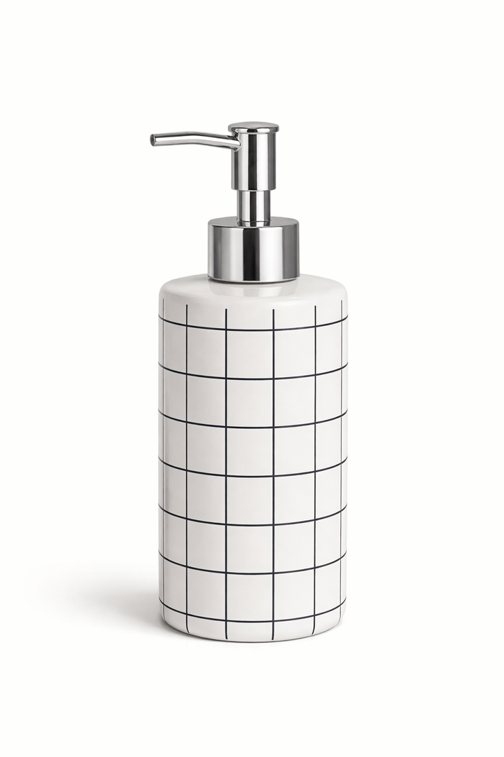 Minimalist Grid Ceramic Soap Dispenser