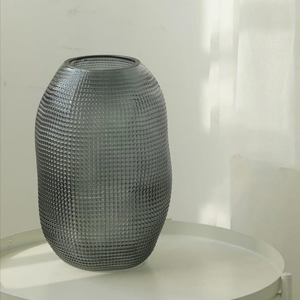 Textured Smoky Glass Vase set of 2