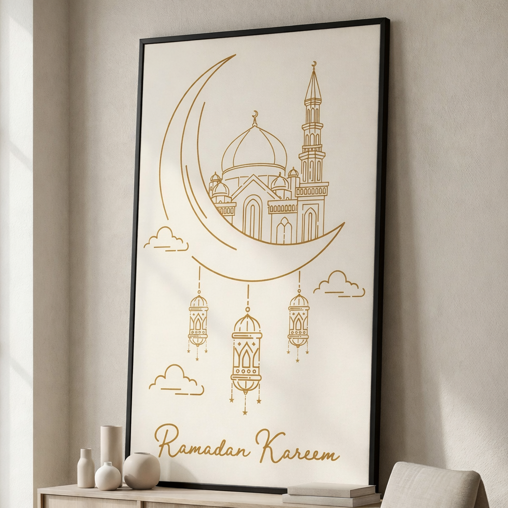 Ramadan Kareem Mosque & Lanterns Canvas Art