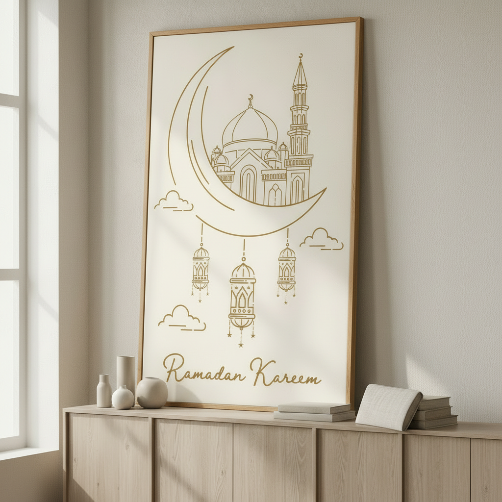 Ramadan Kareem Mosque & Lanterns Canvas Art