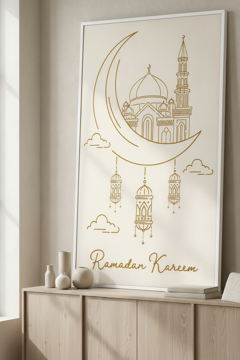 Ramadan Kareem Mosque & Lanterns Canvas Art