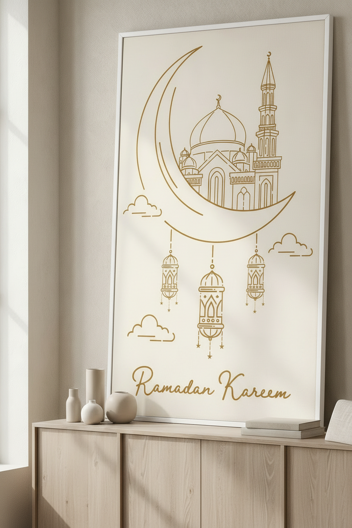 Ramadan Kareem Mosque & Lanterns Canvas Art
